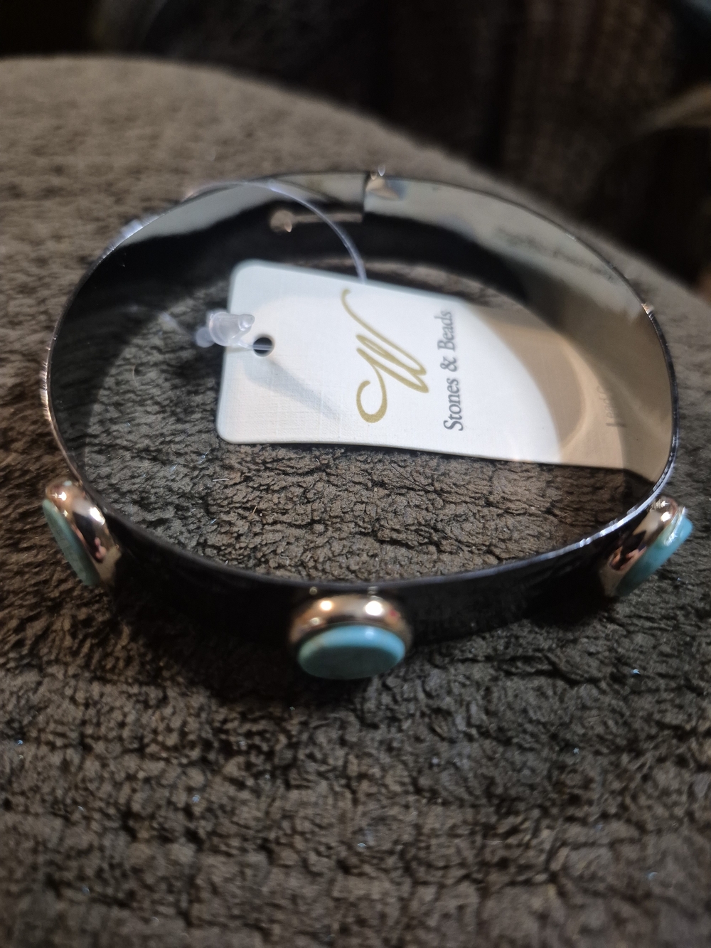Black Bangle with Turquoise Accent Stones